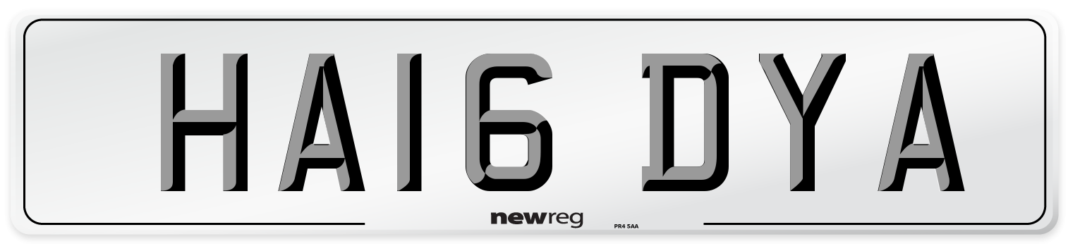 HA16 DYA Number Plate from New Reg